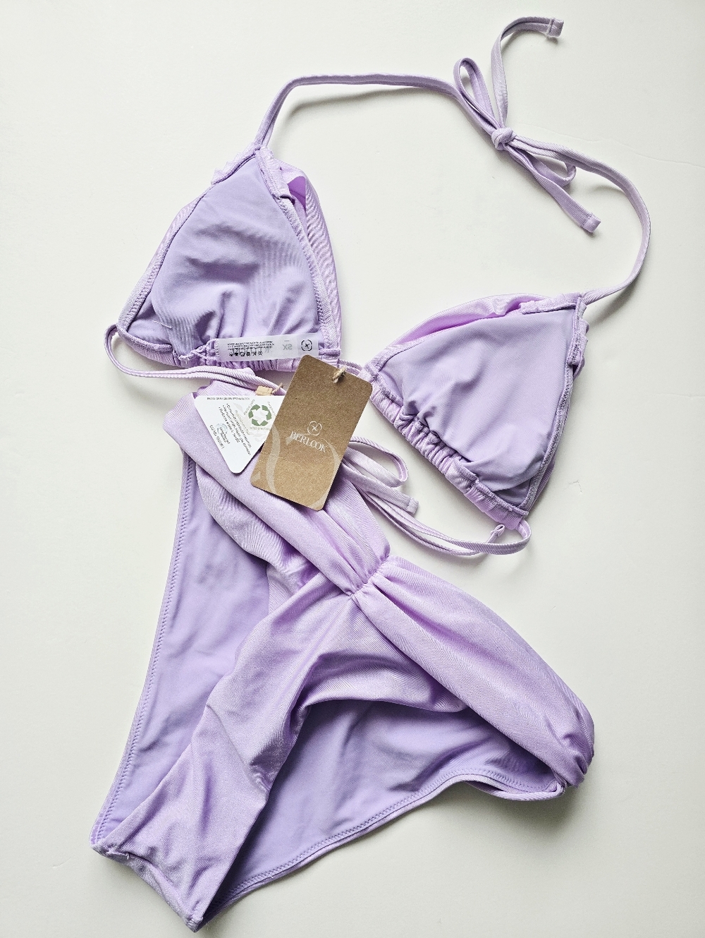 Berlook Lavender RuchedTriangle Bikini Set - Women Swim NWT - Picture 8 of 9